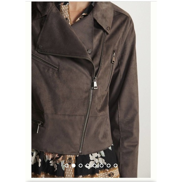 Hutch Anthropologie Faux Suede Moto Jacket Zippers Sz 2X In Grey - Picture 8 of 16